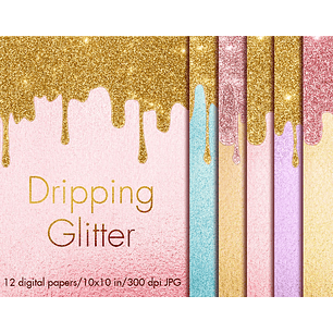 Kit Digital Papeis Coloridos Pingando Brilho 