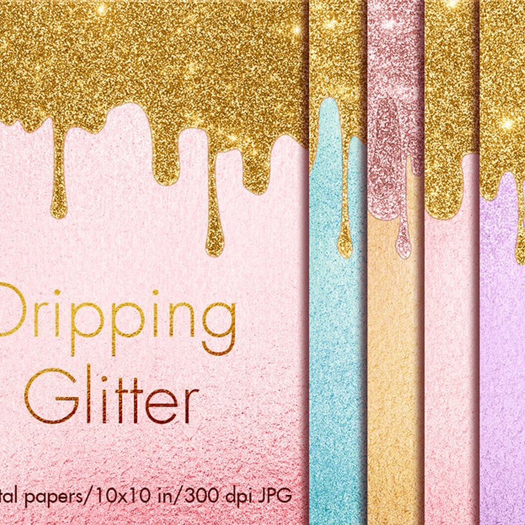 Kit Digital Papeis Coloridos Pingando Brilho  1