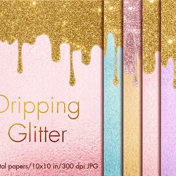 Kit Digital Papeis Coloridos Pingando Brilho  1