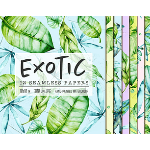 Kit Digital Papeis Folhas Exóticas 
