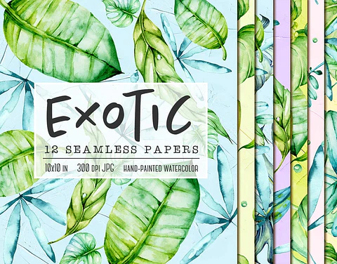 Kit Digital Papeis Folhas Exóticas 