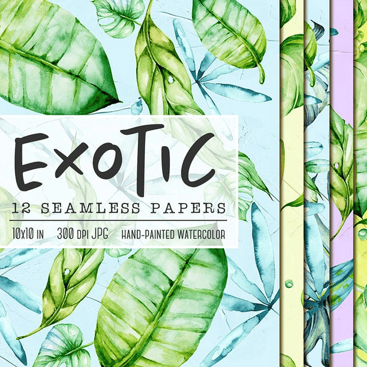 Kit Digital Papeis Folhas Exóticas  1