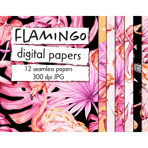 Kit Digital Papeis Flamingo 