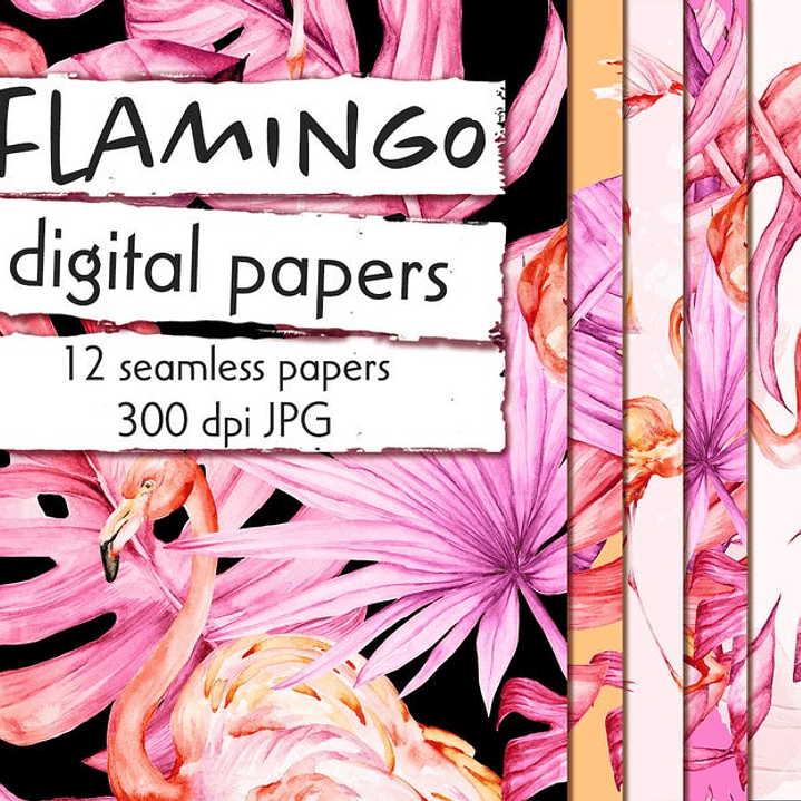 Kit Digital Papeis Flamingo  1