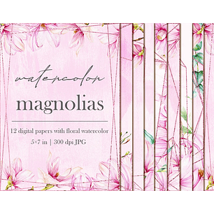 Kit Digital Papeis Molduras De Magnolias 