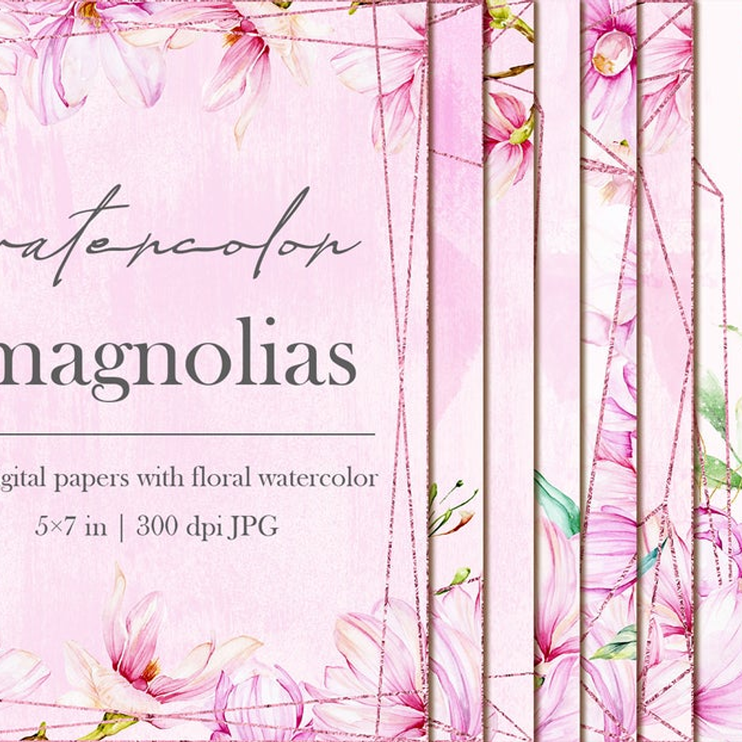 Kit Digital Papeis Molduras De Magnolias  1