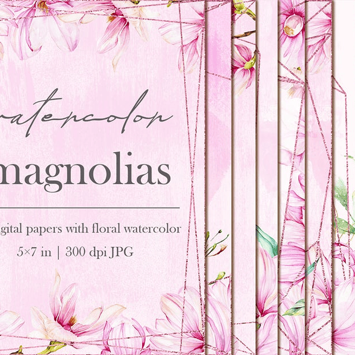 Kit Digital Papeis Molduras De Magnolias  1