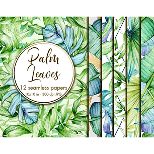 Kit Digital Papeis Folhas de Palmeiras 