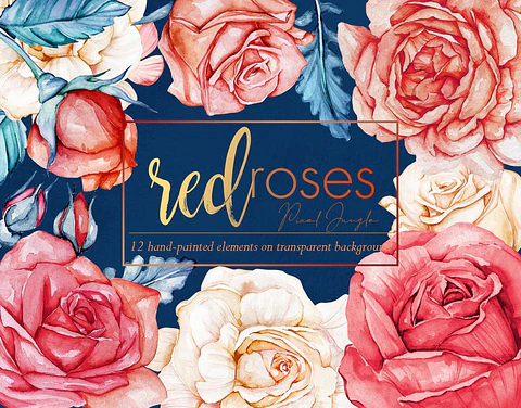 Kit Digital Rosas Vermelhas 