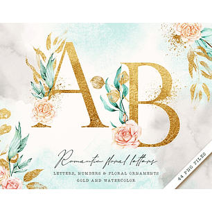 Kit Digital Alfabeto Floral 