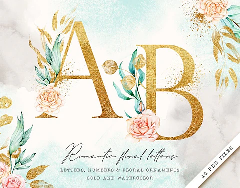 Kit Digital Alfabeto Floral 