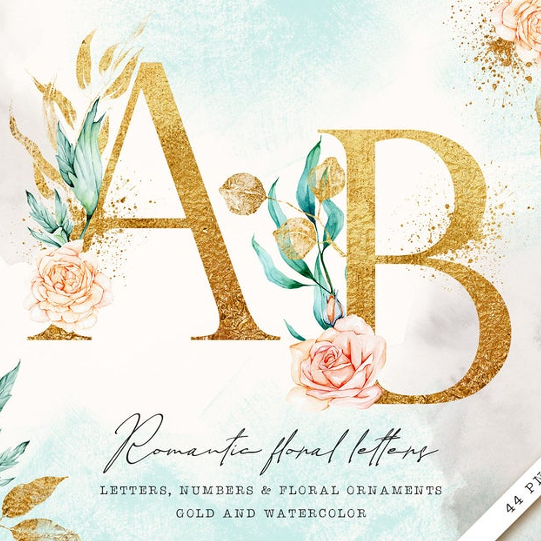 Kit Digital Alfabeto Floral  1