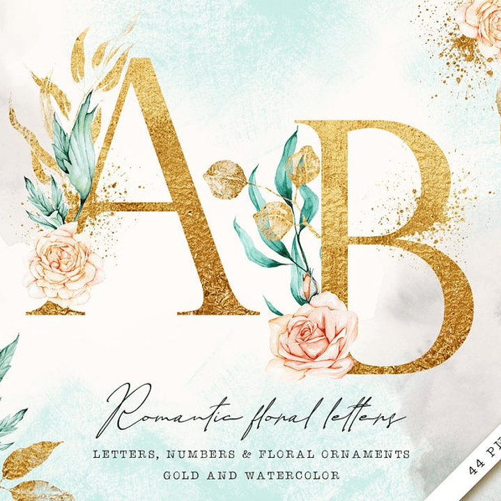 Kit Digital Alfabeto Floral  1