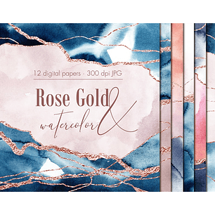 Kit Digital Papeis Ouro Rosa 