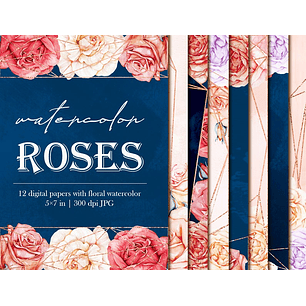 Kit Digital Papeis Moldura Rosas