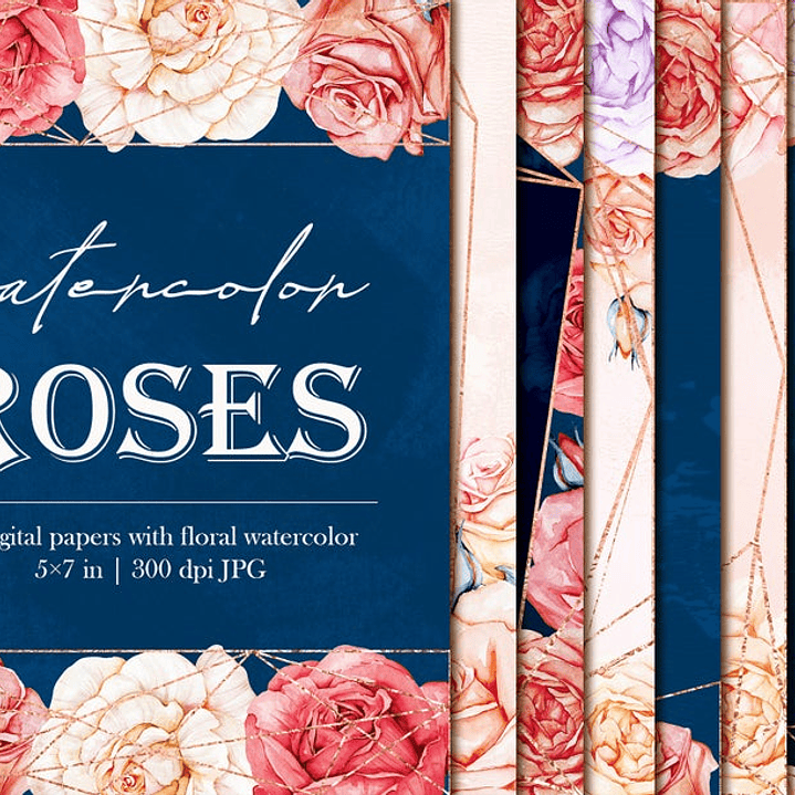 Kit Digital Papeis Moldura Rosas 1