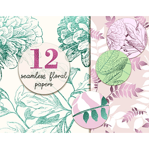 kit Digital Papeis Folhas Floral 