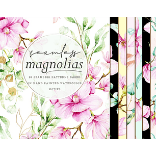 Kit Digital Papeis Flores De Magnolia 