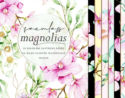 Kit Digital Papeis Flores De Magnolia 