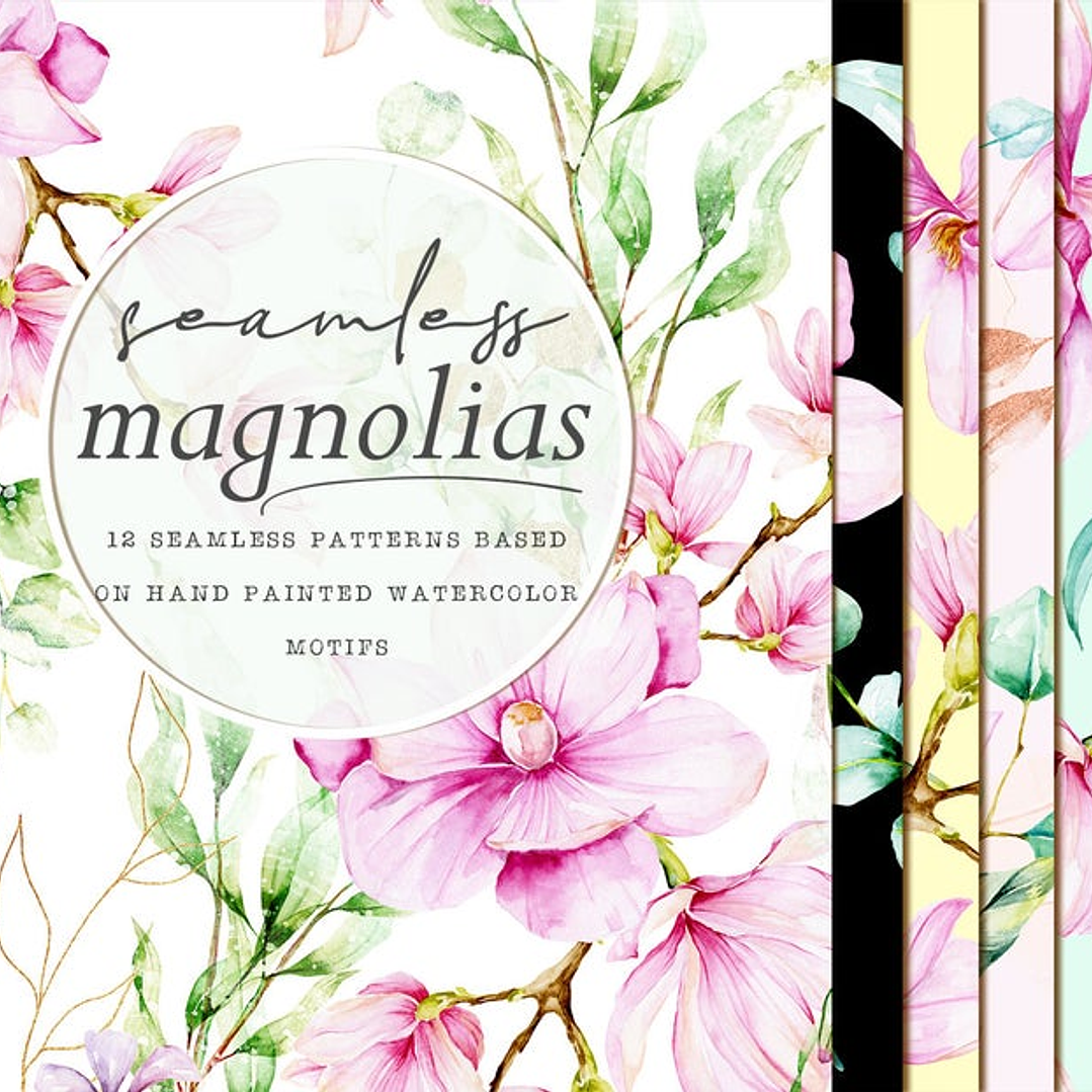 Kit Digital Papeis Flores De Magnolia  1