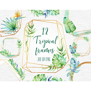 Kit Digital Folhas Tropical 