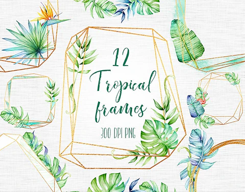 Kit Digital Folhas Tropical 