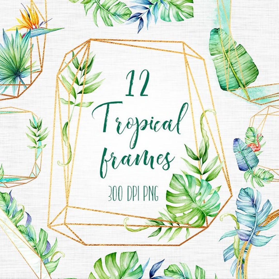 Kit Digital Folhas Tropical  1