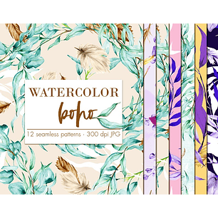 Kit Digital Aquarela Boho