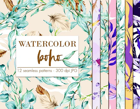 Kit Digital Aquarela Boho