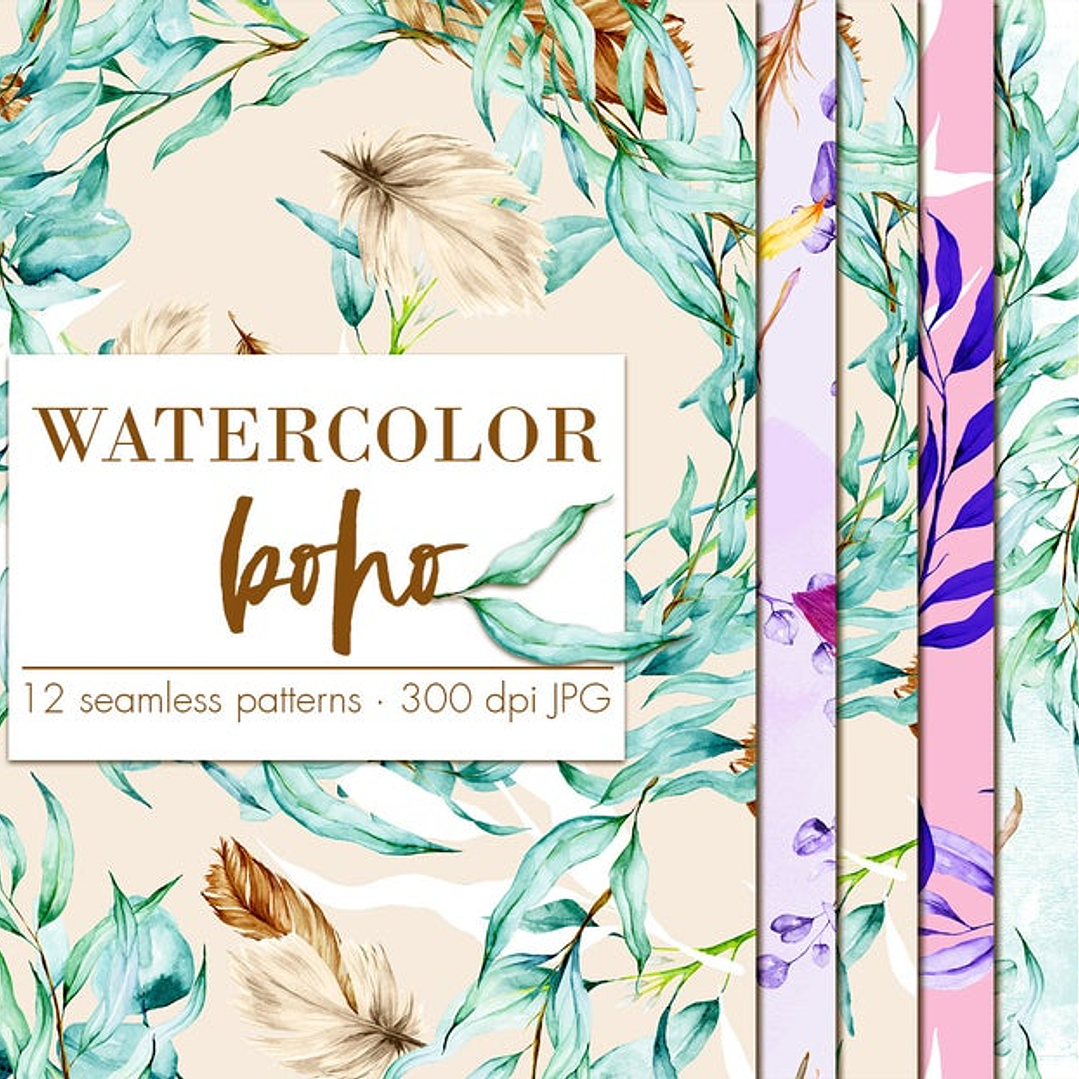Kit Digital Aquarela Boho 1