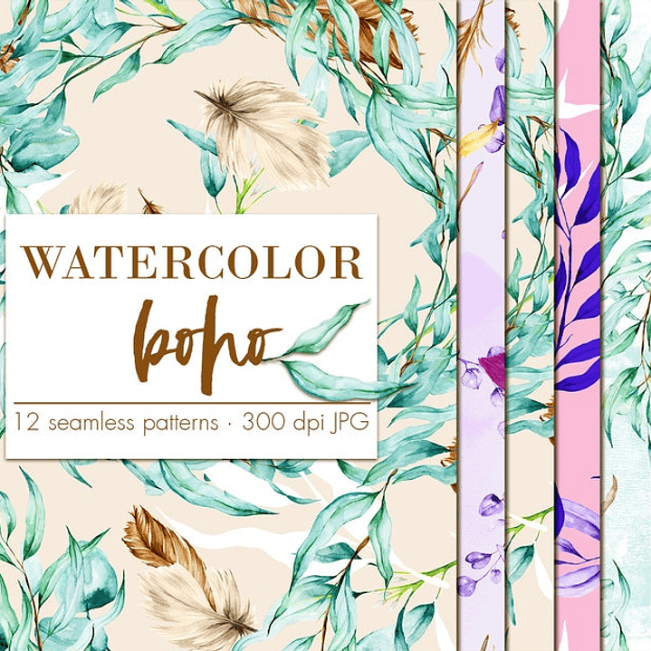 Kit Digital Aquarela Boho 1