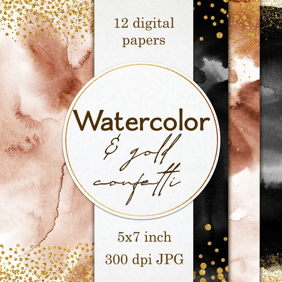 Kit Digital Papeis Aquarela  1