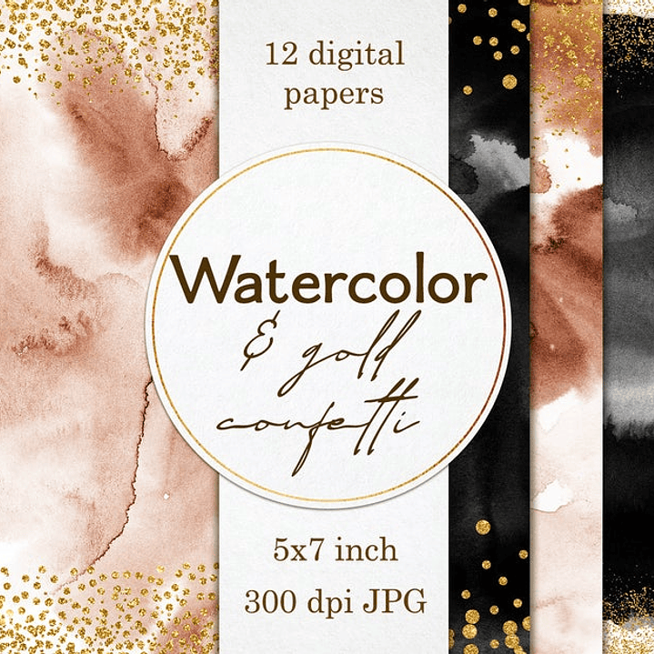 Kit Digital Papeis Aquarela  1