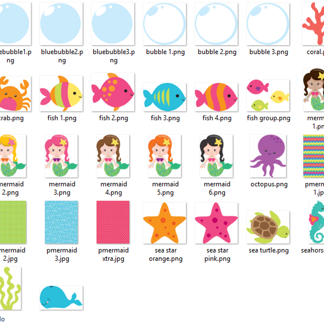 kit Digital Pequena Sereia  2