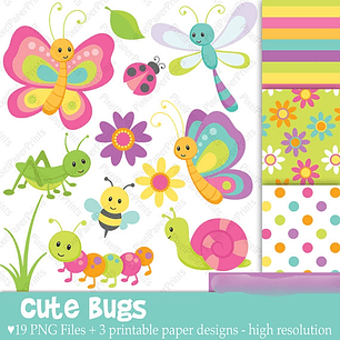 Kit Digital Insetos Fofos 