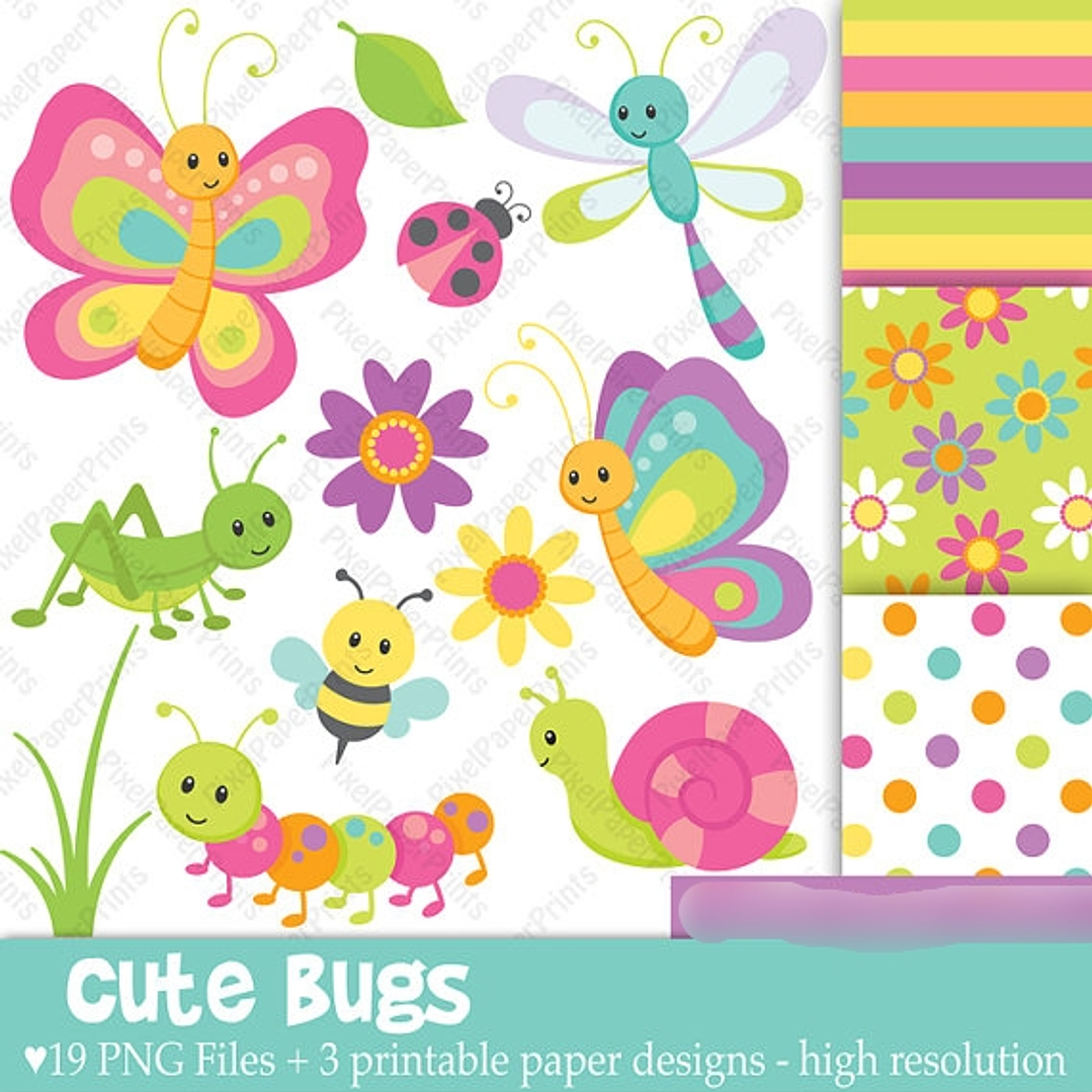 Kit Digital Insetos Fofos  1