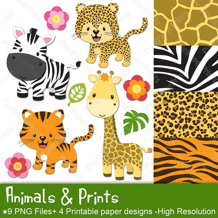 Kit Digital Animais Prints 1