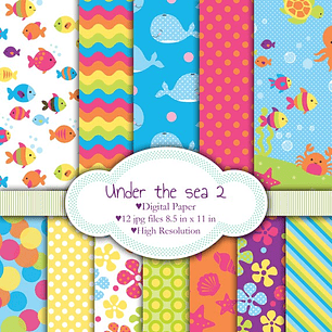 Kit Digital Papeis Fundo Do Mar 