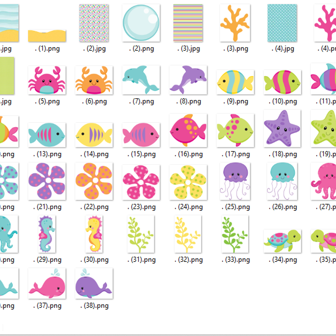 Kit Digital Animais Fofos Fundo Do Mar  2