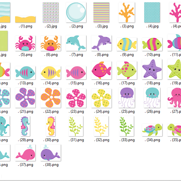 Kit Digital Animais Fofos Fundo Do Mar  2