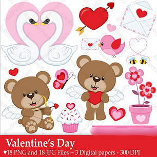 Kit Digital Ursinhos Cupidos 