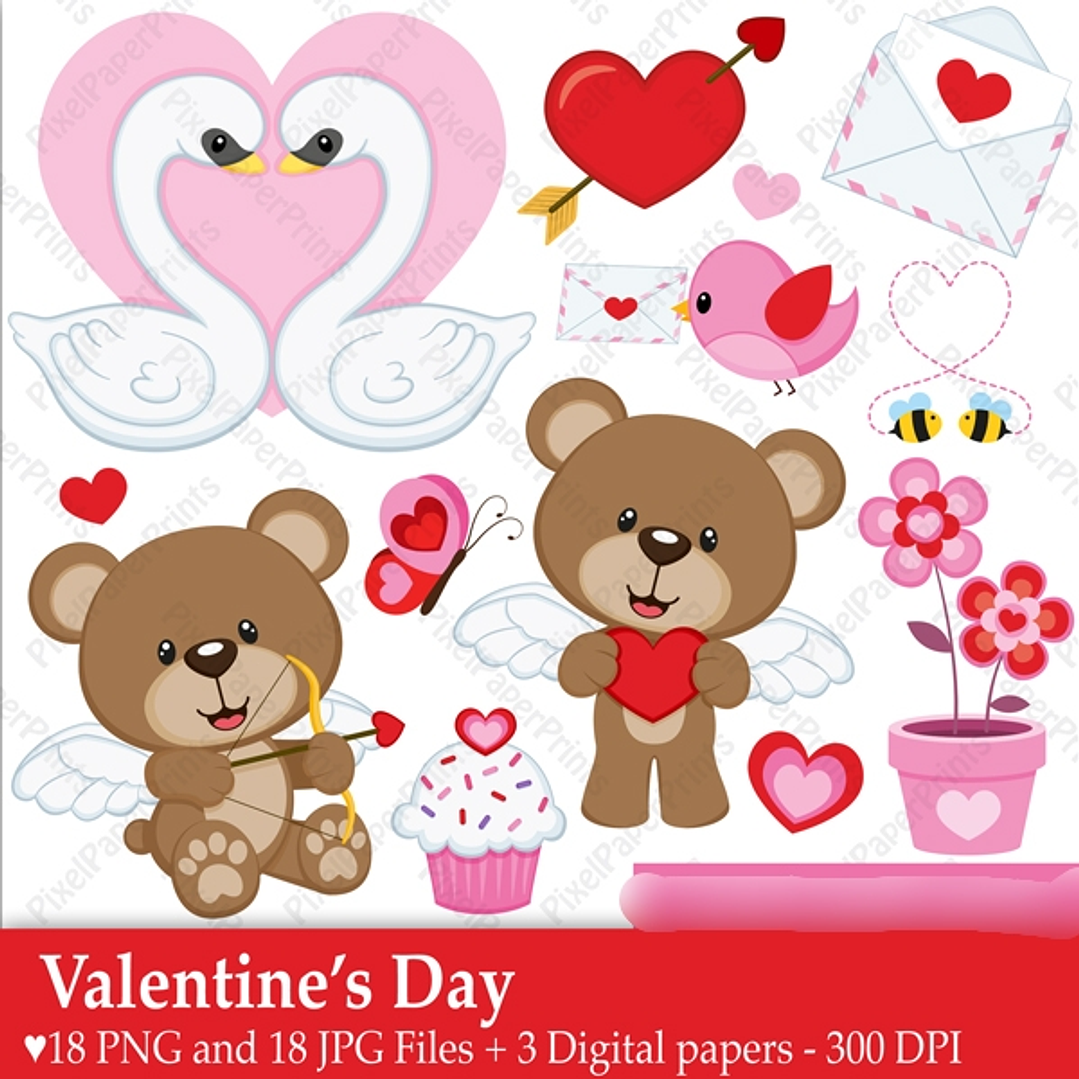 Kit Digital Ursinhos Cupidos  1