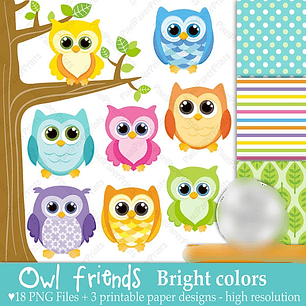 Kit Digital Corujinhas Amigas 