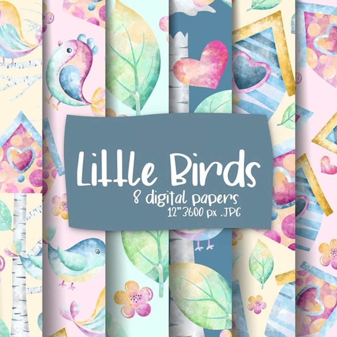 Kit Digital Papeis Passaros  1