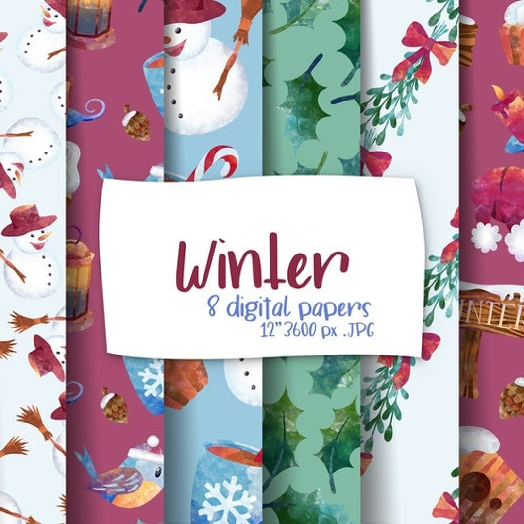 Kit Digital Papeis Inverno  1