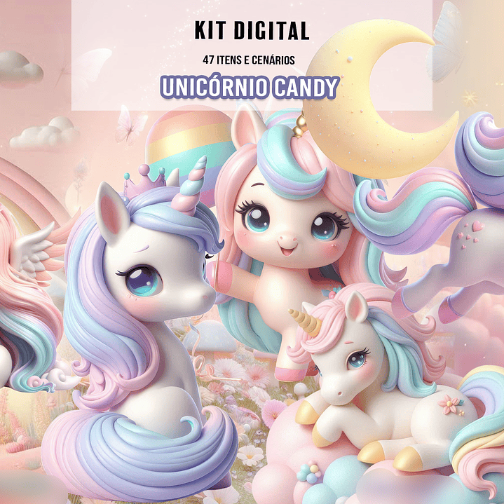 Kit Digital Unicórnio Candy 1