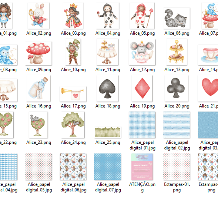 Kit Digital Alice Negra no País das Maravilhas  2