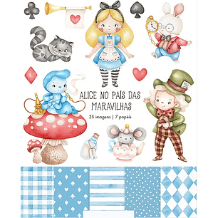 Kit Digital Alice no País das Maravilhas 