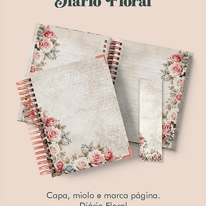 Arquivo Diário Floral Wire-O Espiral  1