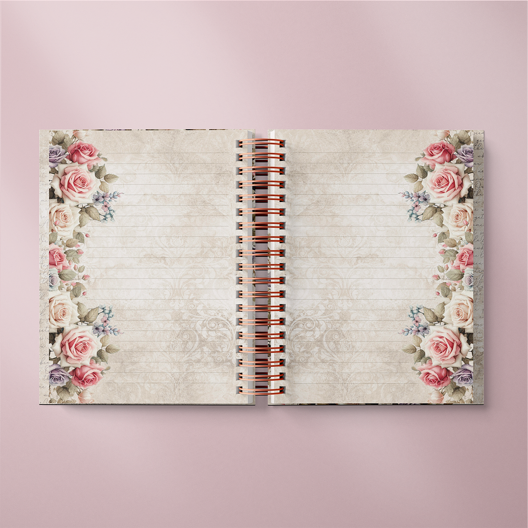 Arquivo Diário Floral Wire-O Espiral  3